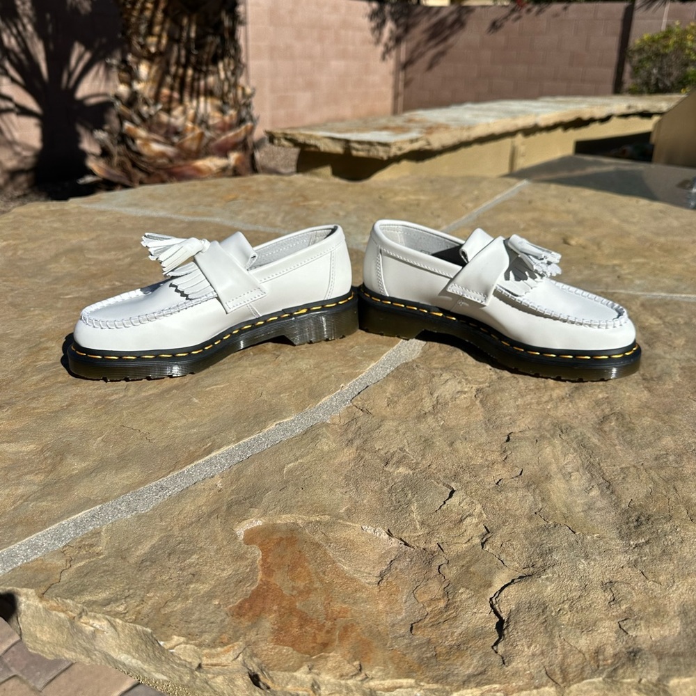 Women’s size 6 Dr. Martens Adrian Bex loafers in white leather